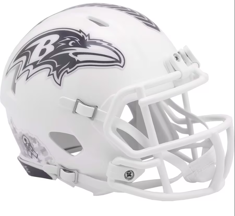 Baltimore Ravens 2024 Salute to Service (STS) Mini Replica Helmet - White