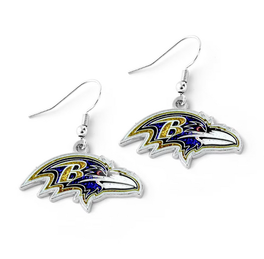 Baltimore Ravens Glitter Dazzle J-Hook Earrings