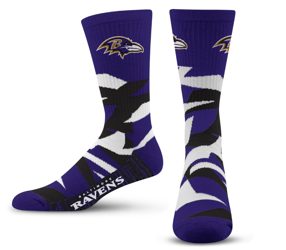 Baltimore Ravens For Bare Feet Adult Shattered Camo Socks