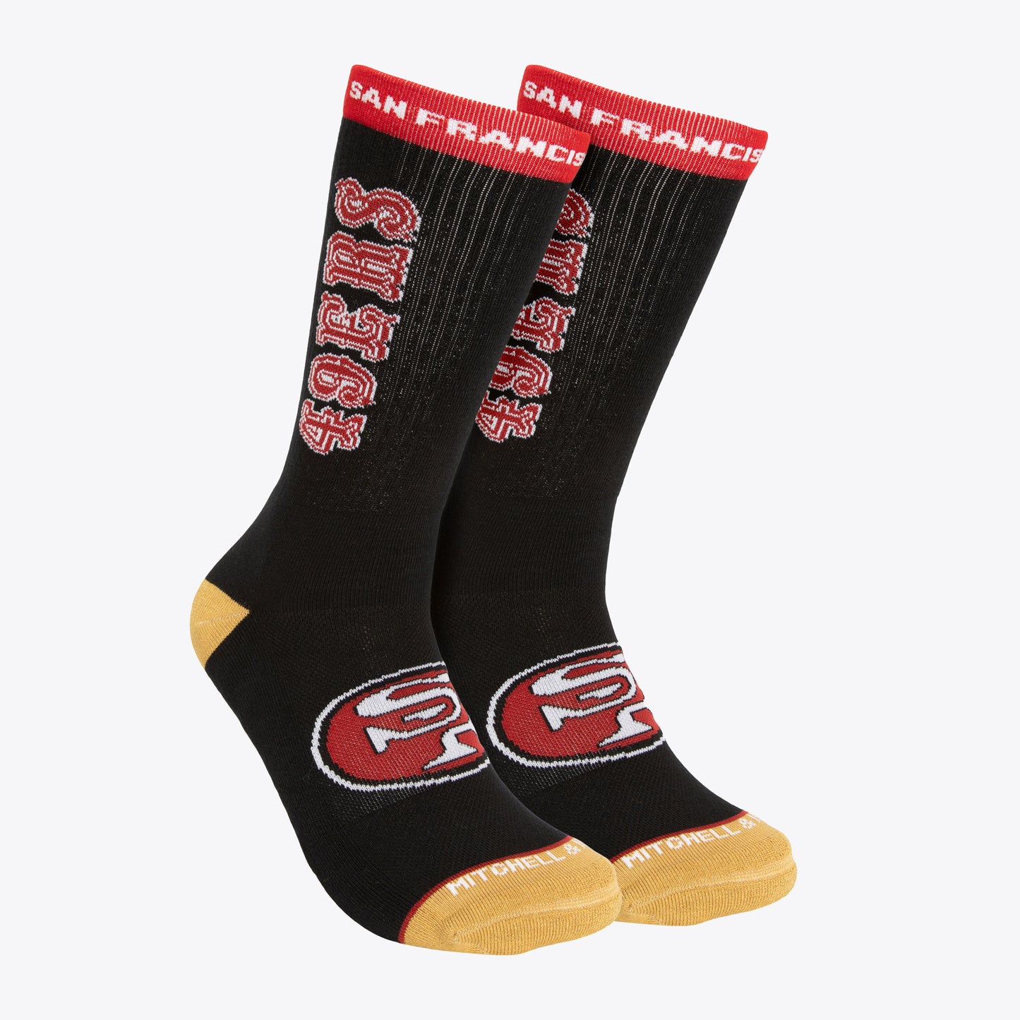 San Francisco 49ers Mitchell & Ness Stripes Crew Socks- Black