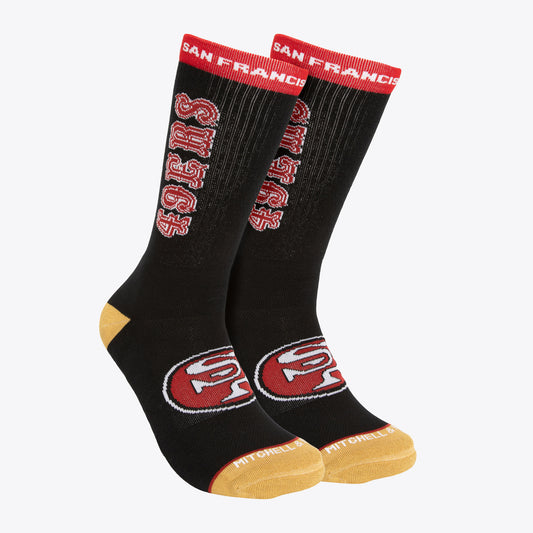 San Francisco 49ers Mitchell & Ness Stripes Crew Socks- Black