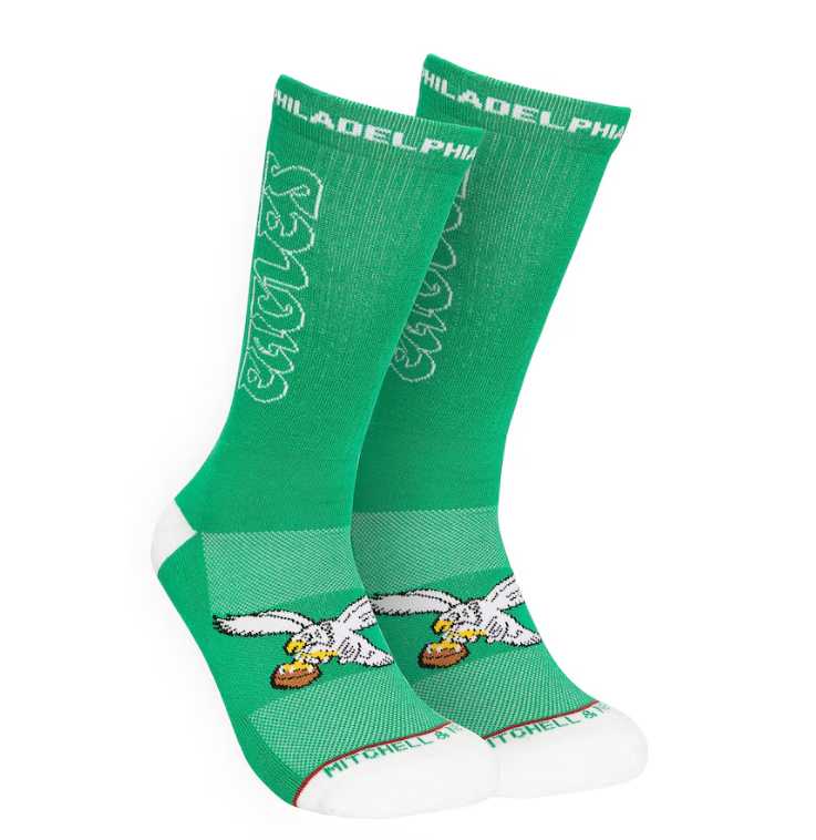 Philadelphia Eagles Mitchell & Ness Throwback Kick Off Crew Socks - Green