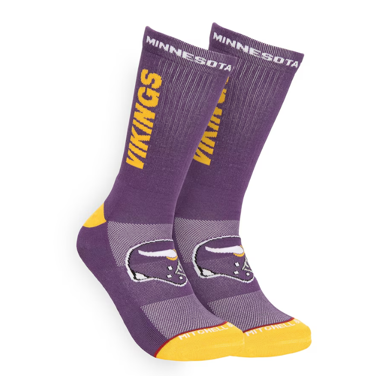 Minnesota Vikings Mitchell & Ness Throwback Kick Off Crew Socks -Purple