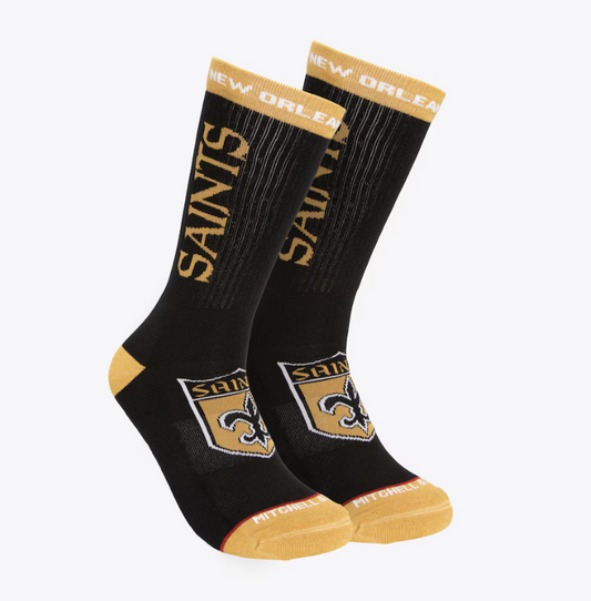 New Orleans Saints Mitchell & Ness Throwback Kick Off Crew Socks -Black
