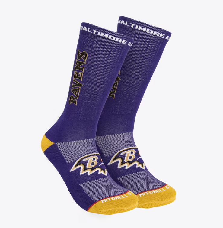 Baltimore Ravens Mitchell & Ness Kick Off Crew Socks