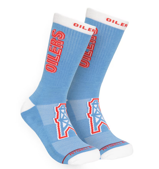 Houston Oilers Mitchell & Ness Throwback Kick Off Crew Socks -Blue