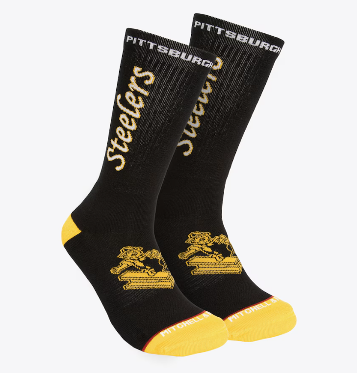 Pittsburgh Steelers Mitchell & Ness Throwback Kick Off Crew Socks -Black
