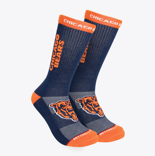 Chicago Bears Mitchell & Ness Throwback Kick Off Crew Socks - Navy