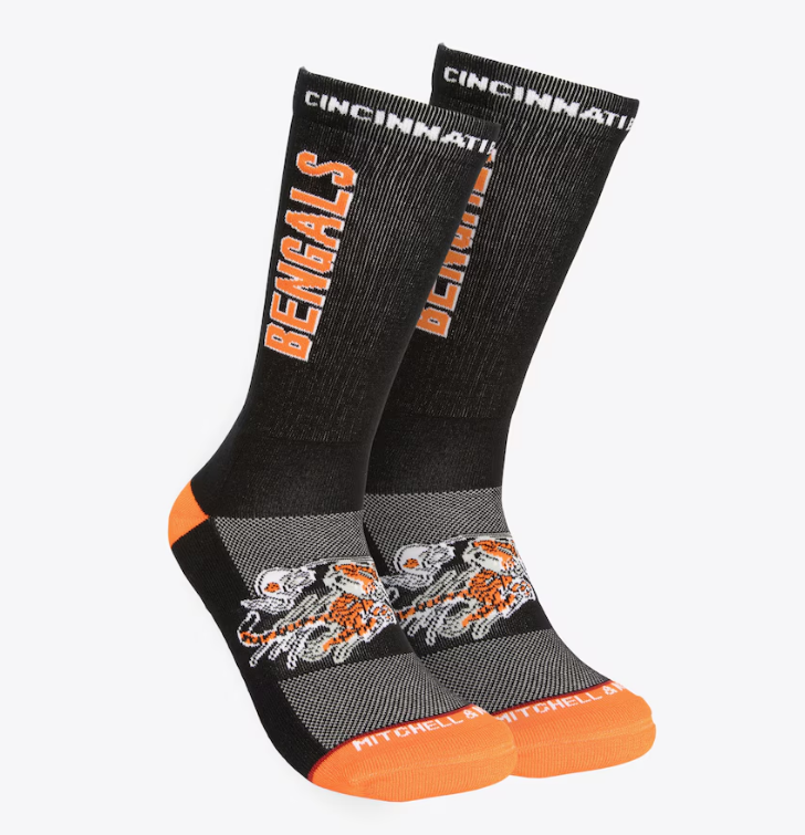 Cincinnati Bengals Mitchell & Ness Throwback Kick Off Crew Socks -Black