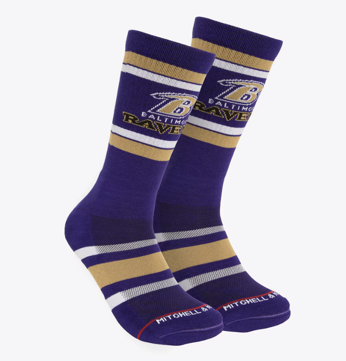 Baltimore Ravens Mitchell & Ness Stripes Crew Socks