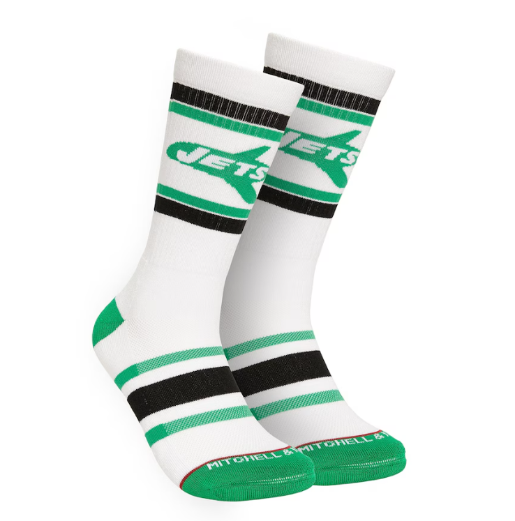 New York Jets Mitchell & Ness Stripes Crew Socks- White