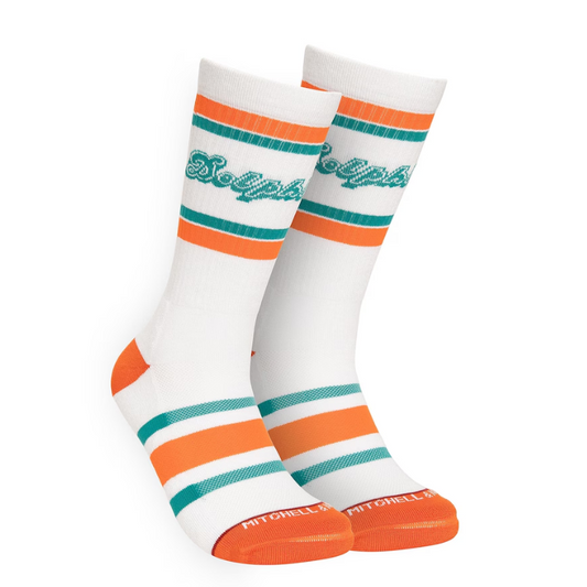 Miami Dolphins Mitchell & Ness Stripes Crew Socks