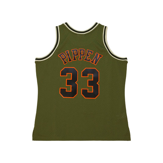 Chicago Bulls Mitchell & Ness #33 Scottie Pippen Olive Flight 1997-98 Hardwood Classics Swingman Jersey
