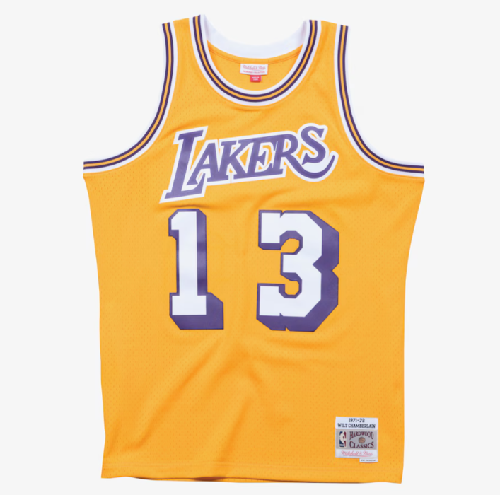 Los Angeles Lakers Mitchell & Ness #13 Wilt Chamberlain 1971-72  Swingman Jersey - Gold