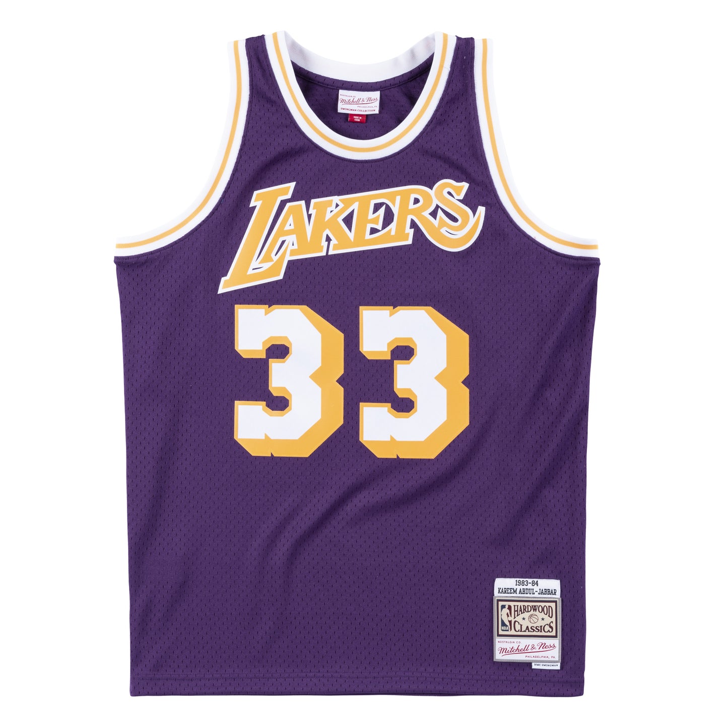 Los Angeles Lakers Mitchell & Ness #33 Kareem Adbul-Jabbar Purple 1983-84 Hardwood Classic Swingman Jersey
