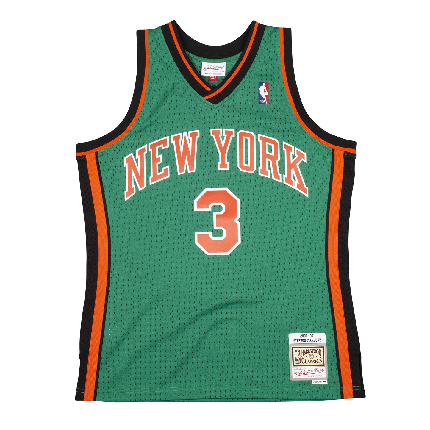 New York Knicks Mitchell & Ness #3 Stephon Marbury Green 2006-07 Hardwood Classic Swingman Jersey