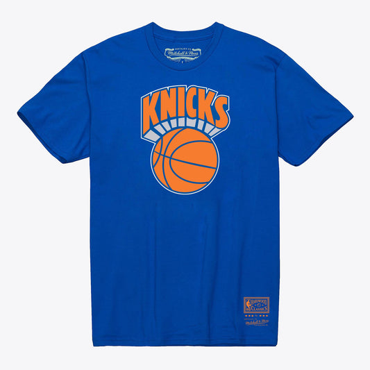 New York Knicks Mitchell & Ness MVP Team Wordmark T-Shirt- Blue