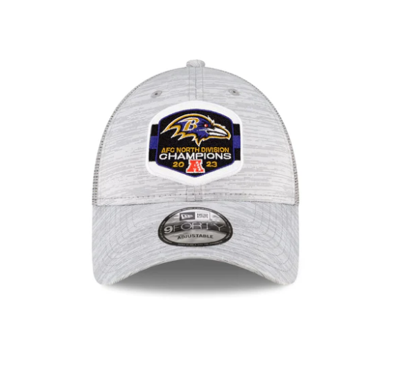 Baltimore Ravens 2023 AFC North Division Locker Room Champions 9FORTY Adjustable Hat - Gray