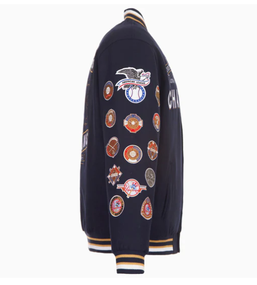 New York Yankees 27-Time World Series Champions Reversible Commemorative Mens Wool Jacket - Navy