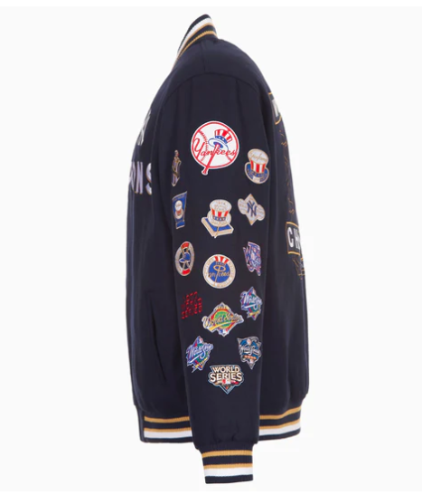 New York Yankees 27-Time World Series Champions Reversible Commemorative Mens Wool Jacket - Navy