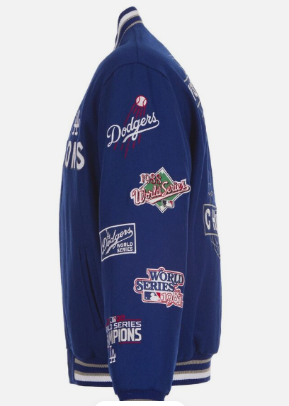 Los Angeles Dodgers 7-Time World Series Champions Reversible Commerative Mens Wool Jacket - Royal Blue
