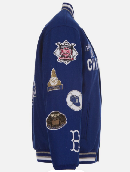 Los Angeles Dodgers 7-Time World Series Champions Reversible Commerative Mens Wool Jacket - Royal Blue