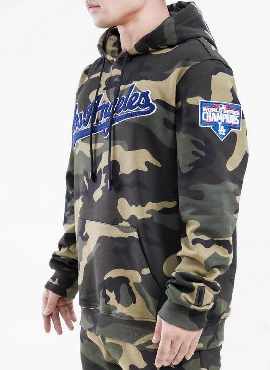 Los Angeles Dodgers Pro Standard Logo Pro Team Olive Camo Hoodie