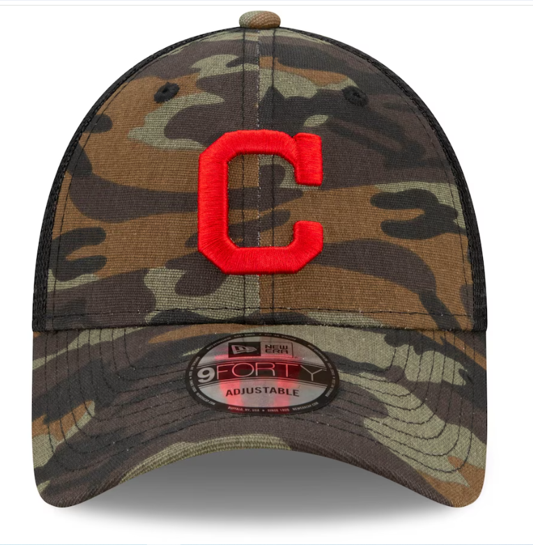 Cleveland Guardians New Era Camo 9FORTY Trucker Snapback Hat