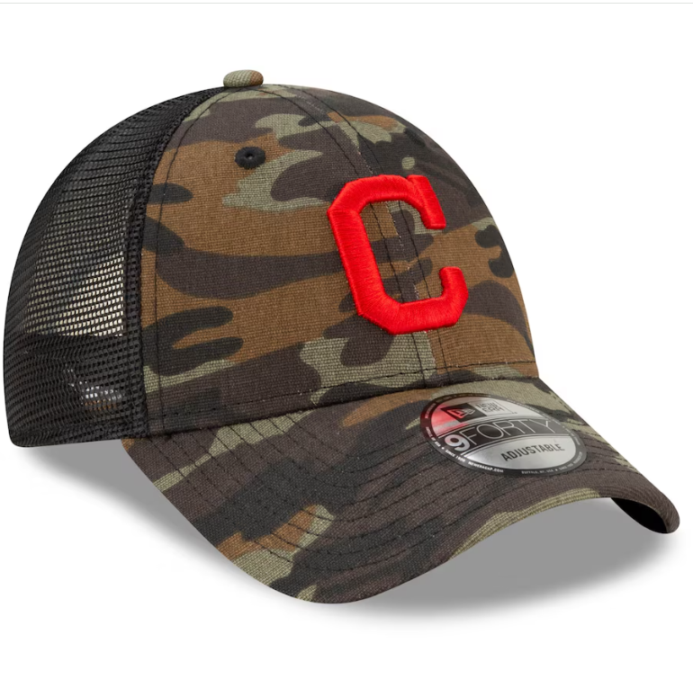 Cleveland Guardians New Era Camo 9FORTY Trucker Snapback Hat