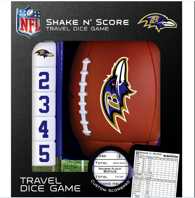 Baltimore Ravens Shake N' Score MasterPieces Officially Licensed NFL  Dice Game for Age 6 and Up