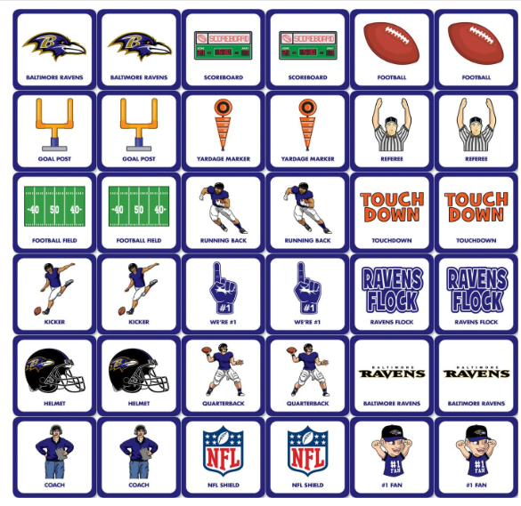 Baltimore Ravens NFL Masterpieces Sports  Matching Game - Game for Kids and Family - Laugh and Learn