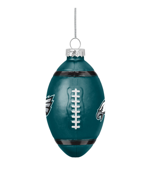 Philadelphia Eagles FOCO Glass Football Ornament