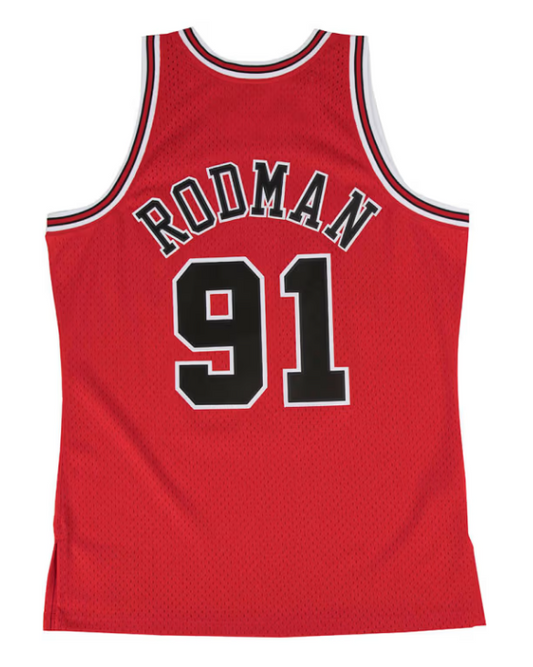 Chicago Bulls Mitchell & Ness #91 Dennis Rodman Red 1997 Hardwood Classic Swingman Jersey
