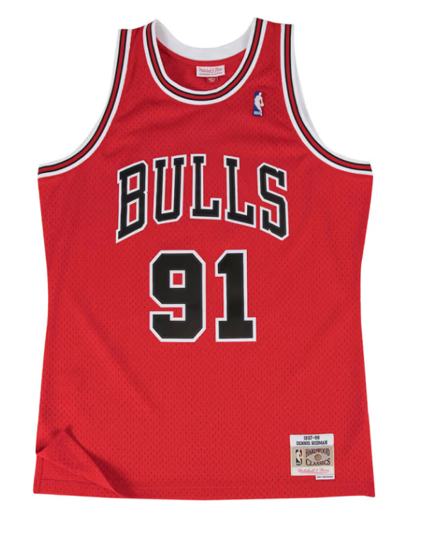 Chicago Bulls Mitchell & Ness #91 Dennis Rodman Red 1997 Hardwood Classic Swingman Jersey