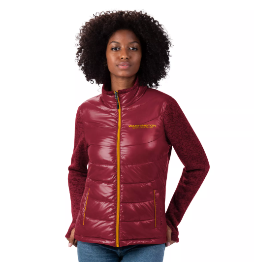 Washington Commanders Football Team Puffer Woman's Jacket - Burgandy