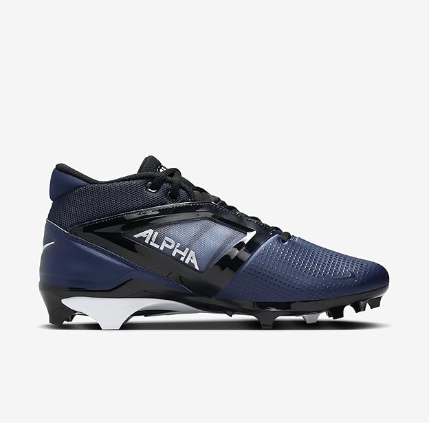 Nike Alpha Menace 4 Pro Football Cleat, Midnight Navy/Metallic Silver