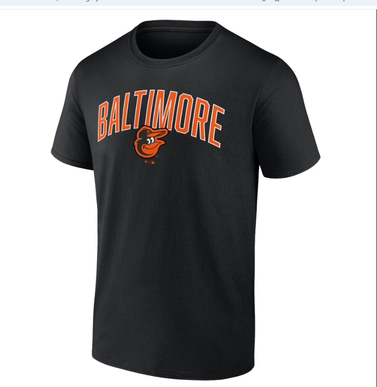 Black Orioles Fanatics Black Arch T-shirt