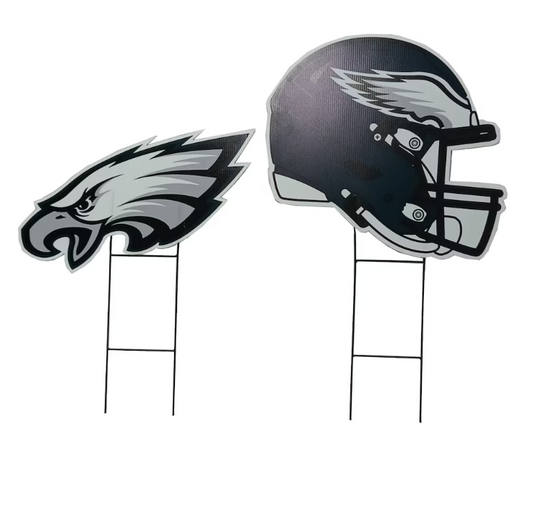 Philadelphia Eagles Pegasus Logo and Helmet Two-Piece Yard Sign Set
