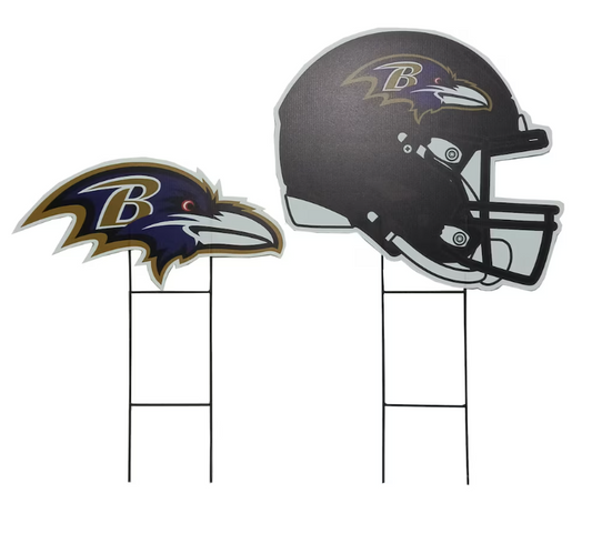 Baltimore Ravens Pegasus Logo and Helmet Two-Piece Yard Sign Set
