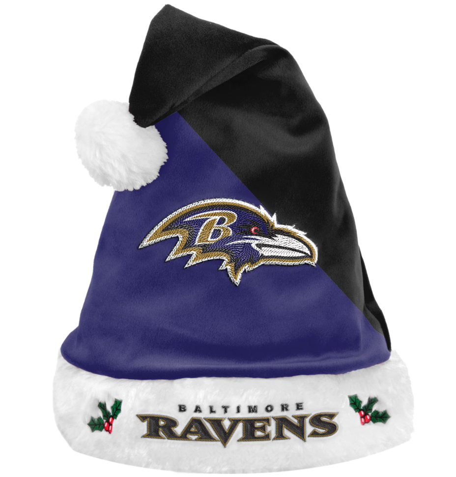 Balitmore Ravens FOCO Color Block Santa Hat