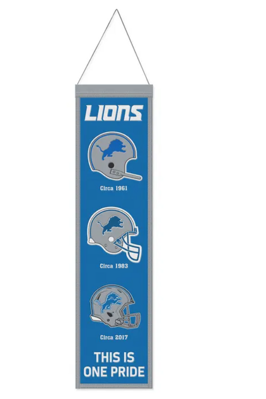 Detroit Lions Wincraft Team Evolution Heritage 8 X 32 Wool Banner