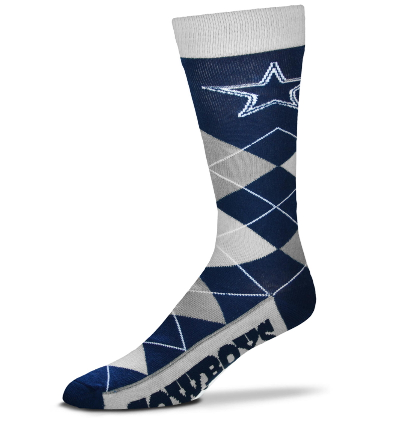 Dallas Cowboys  For Bare Feet Argyle Lineup Socks OSFM
