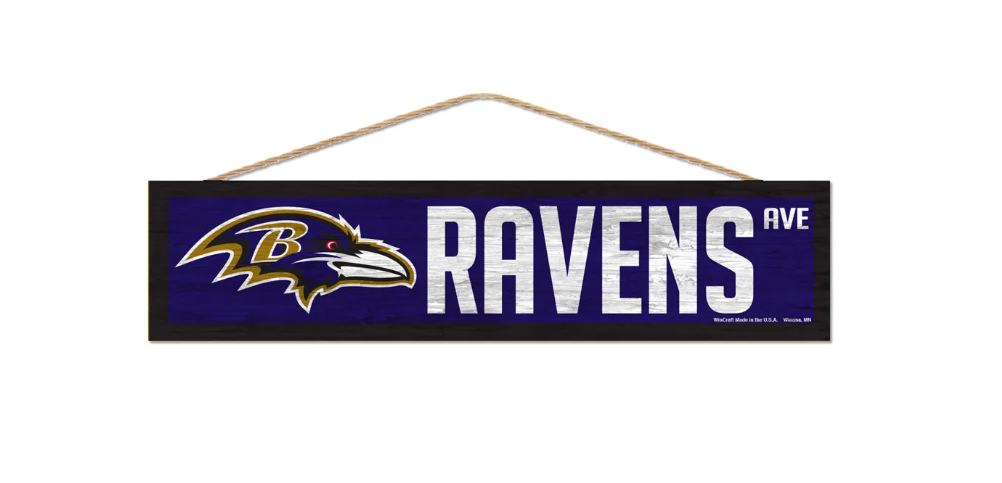 Baltimore Ravens Wincraft 4 X 17 Ave. Street Wooden Sign