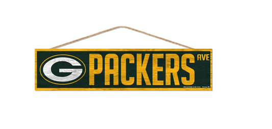 Green Bay Packers Wincraft 4 X 17 Ave. Street Wooden Sign