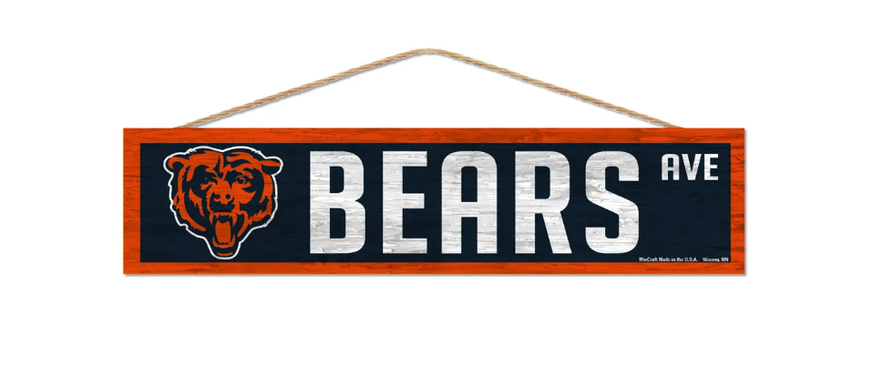Chicago Bears Wincraft 4 X 17 Ave. Street Wooden Sign