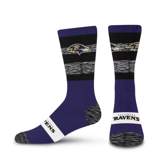 Baltimore Ravens For Bare Feet Men's Mixer Mid-Calf Sock