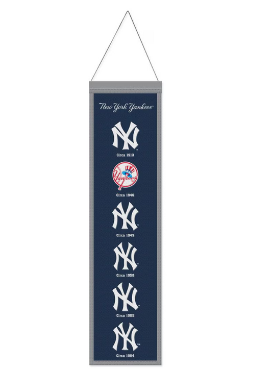 New York Yankees Team Evolution Heritage 8 X 32 Wool Banner
