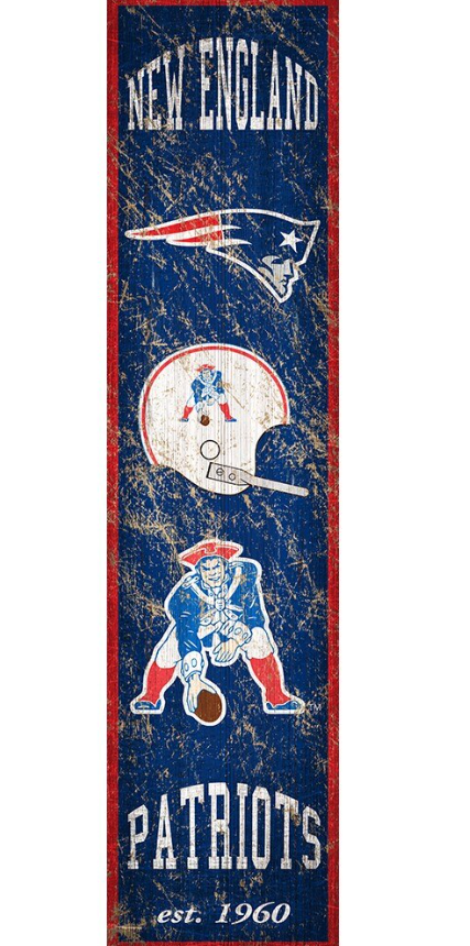 New England Patriots Fan Creations  Heritage Vertical Wooden Sign