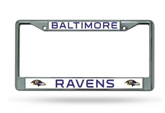 Baltimore Ravens Rico Chrome White License Plate Frame