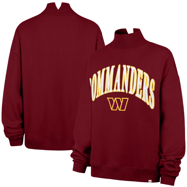 Washington Commanders '47 Women's Vantage Mock Neck Pullover Sweatshirt- Burgandy